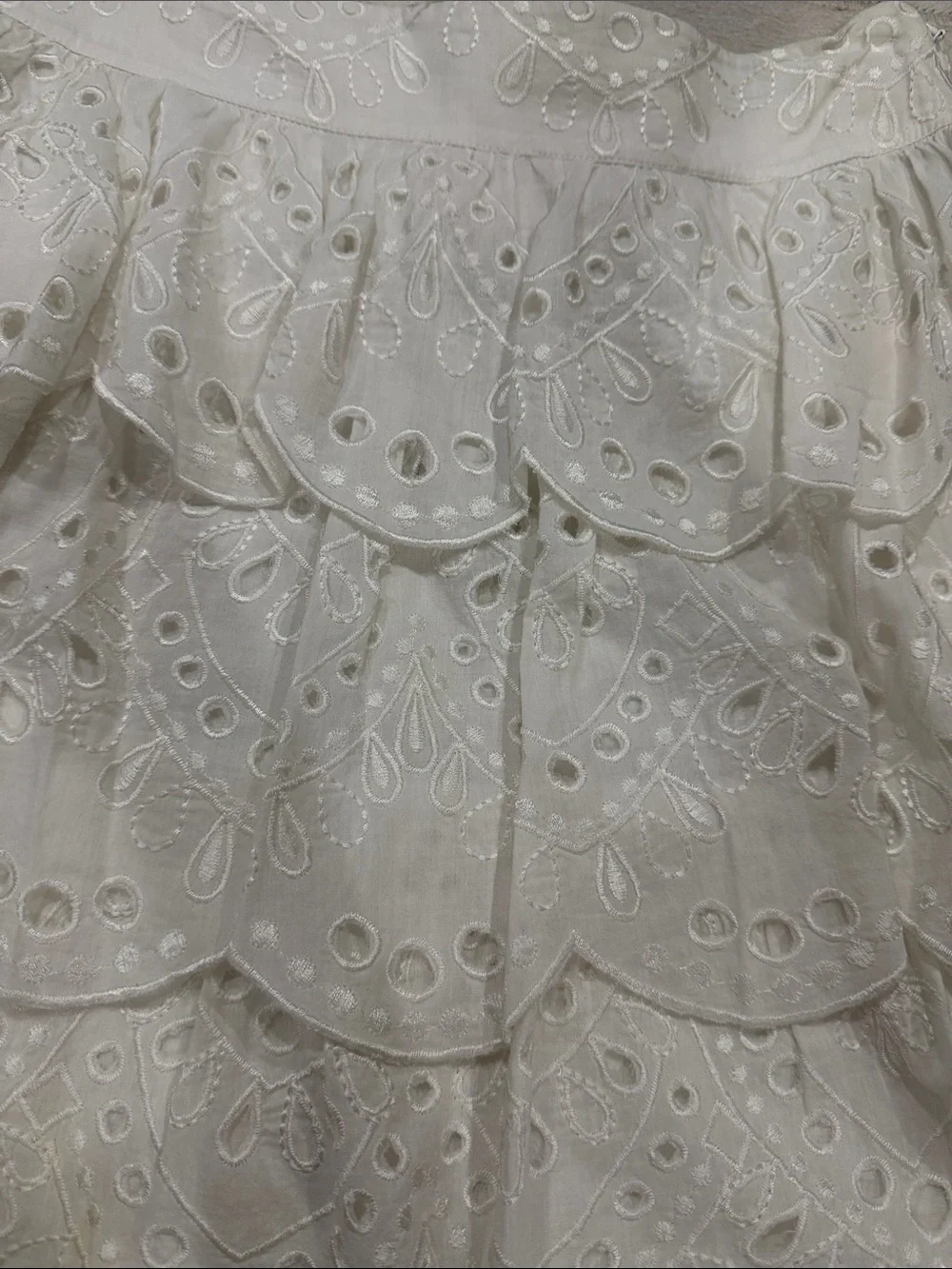 Michael Kors White Eyelet Tiered Mini Skirt